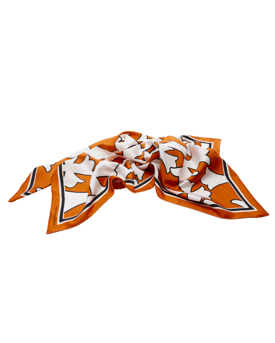 ORANGE CEMETERY CROSS SILK SCARF by Chrome Hearts image number null