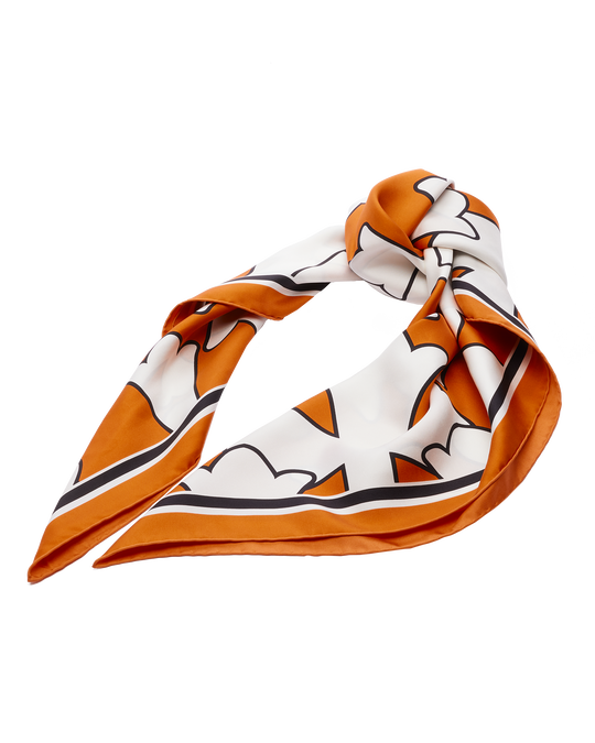 ORANGE CEMETERY CROSS SILK SCARF by Chrome Hearts image number null